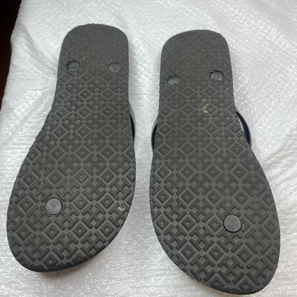Tory Burch Leopard-Print Flip Flops with Black Straps and Gold Logo